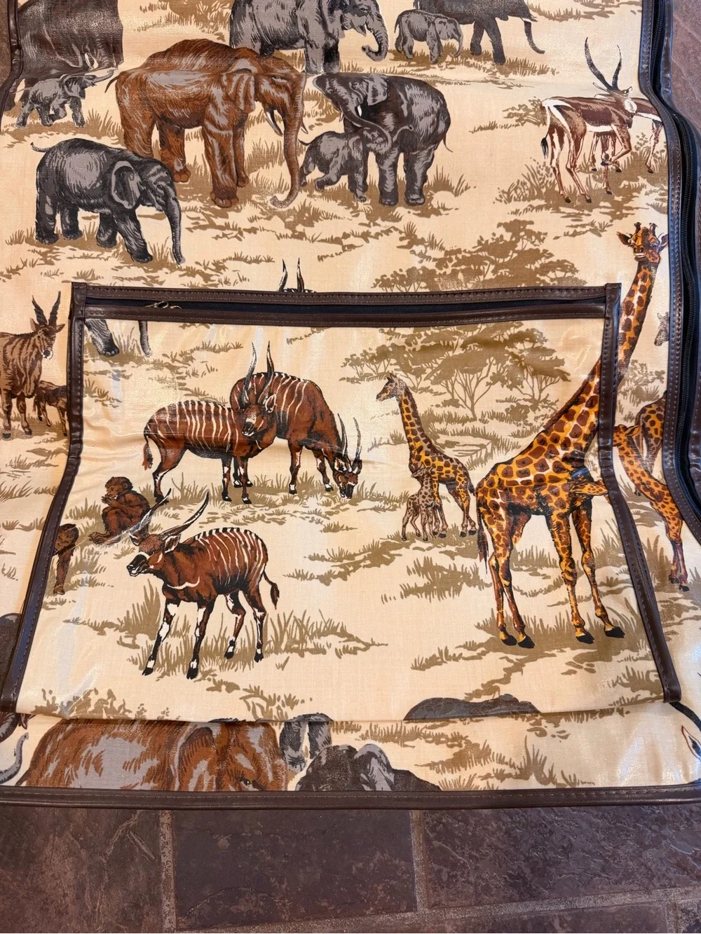 Rare Vintage 1970s Lark Abercrombie & Fitch Safari Print Garment Travel Bag